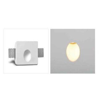 LED Gips-Wandeinbauleuchte Oval Klein 100x100x49mm Weiß Modul 1W 102lm warmweiß 3000K