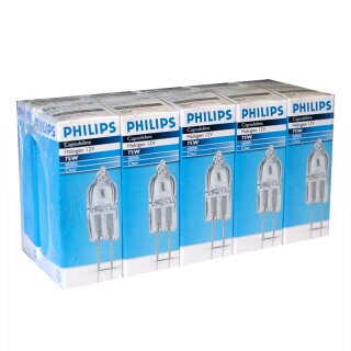 10 x Philips Halogen Stiftsockel 75W GY6,35 12V klar 4000h Stiftsockellampe