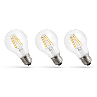 3 x Spectrum LED Filament A60 Birnen 7W fast 60W E27 klar 770lm warmweiß 2700K