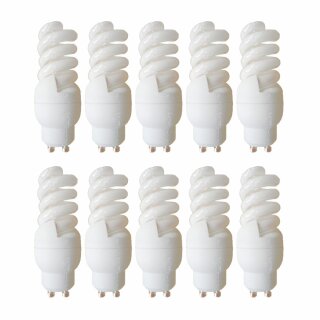10 x Energiesparlampe Spirale 7W GU10 360lm Ø32mm 7 Watt warmweiß 2700K
