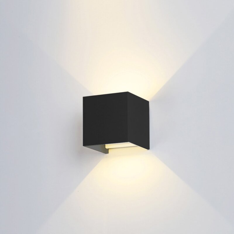 6W Wandleuchte Wandlampe schwarz Indoo 3000K 780lm LED Warmweiß eckig