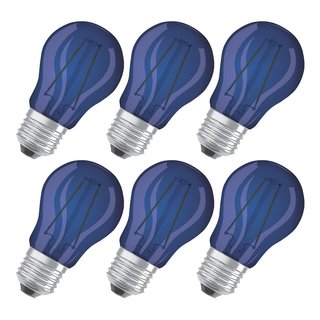 6 x Osram LED Filament Leuchtmittel Tropfen bunt 1,6W = 15W E27 blau