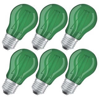 6 x Osram LED Filament Leuchtmittel Tropfen bunt 1,6W = 15W E27 grün