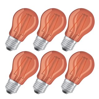 6 x Osram LED Filament Leuchtmittel Tropfen bunt 1,6W = 15W E27 Orange