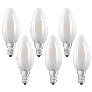 6 x Osram LED Filament Leuchtmittel Kerze 4W = 40W E14 matt 840 neutralweiß 4000K