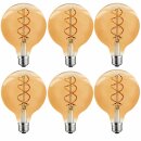 6 x LED Spiral Filament Rustika Globe G125 5W = 21W E27 gold gelüstert extra warmweiß 1800K DIMMBAR