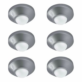 6 x Osram LED Nachtlicht Nightlux Ceiling silber Batterie Bewegungsmelder Sensor kaltweiß