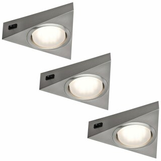 3 x Paulmann Möbelaufbauleuchte Set Micro Line Eisen gebürstet 9W GX53 warmweiß 2700K Energy Saver