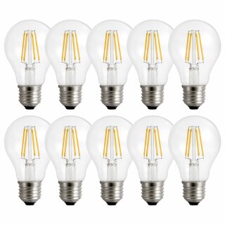 10 x LED Filament Leuchtmittel A60 Birne 8,5W = 77W E27 klar 1100lm warmweiß 2700K