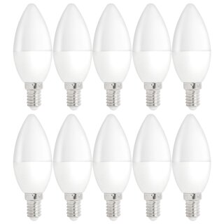 10 x LED Leuchtmittel Kerze 4W = 32W E14 matt 200° kaltweiß 6000K Tageslicht