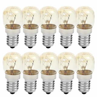 10 x Backofenlampe 300° T22 Röhre 15W E14 klar Glühbirne Glühlampe 15 Watt warmweiß 2400K dimmbar