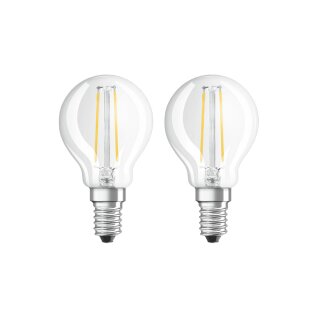 2 x Osram LED Filament Leuchtmittel Tropfen Retrofit Classic P 2,8W = 25W E14 250lm warmweiß 2700K
