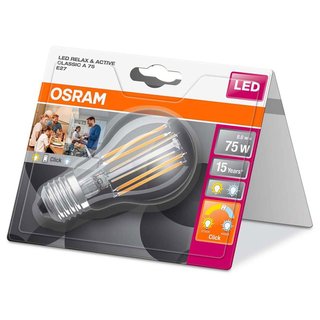 Osram LED Filament Leuchtmittel Relax & Active Classic A 8W = 75W E27 klar 1055lm warmweiß & kaltweiß 2700K & 4000K