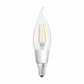 Osram LED Filament Windstoß Kerze 4,5W = 40W E14 klar 470lm GLOWdim warmweiß 2200K-2700K DIMMBAR