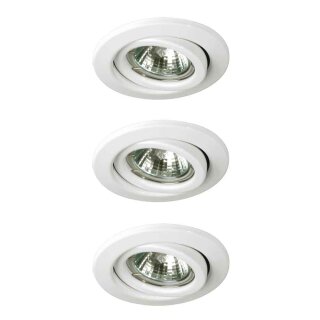 3 x Nice Price Einbauleuchten Set schwenkbar rund Weiß 3 x 50W GU10 230V Halogen