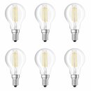 6 x Osram LED Filament Leuchtmittel Tropfen Classic P 4W = 40W E14 klar 470lm warmweiß 2700K DUO CLICK DIM per Lichtschalter DIMMBAR