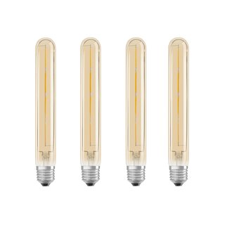 4 x Osram LED Filament T29 Röhre Vintage 1906 Tube 4,5W = 35W E27 Gold gelüstert 400lm extra warmweiß 2400K DIMMBAR