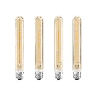 4 x Osram LED Filament T29 Röhre Vintage 1906 Tube 4,5W = 35W E27 Gold gelüstert 400lm extra warmweiß 2400K DIMMBAR