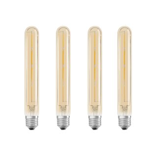 4 x Osram LED Filament T29 Röhre Vintage 1906 Tube 4,5W = 35W E27 Gold gelüstert 400lm extra warmweiß 2400K DIMMBAR