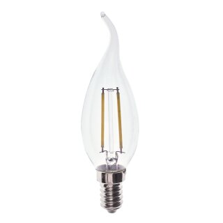 mlight LED Filament Leuchtmittel Windstoßkerze 2W = 15W E14 klar 220lm warmweiß 2700K