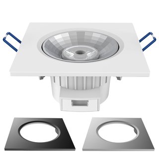 mlight LED Einbauleuchte mit Wechselringen Weiß/Schwarz/Silber 6,3W 345lm warmweiß 3000K 38° DIMMBAR