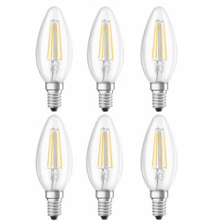 6 x Osram LED Filament Duo Click Leuchtmittel Kerze 4W = 40W E14 klar warmweiß 2700K per Lichtschalter DIMMBAR