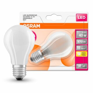 Osram LED Filament Leuchtmittel Birnenform Superstar 5W = 40W E27 matt FS warmweiß 2700K DIMMBAR