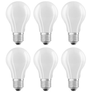 6 x Osram LED Filament Leuchtmittel Birnenform A60 5W = 40W E27 matt warmweiß 2700K DIMMBAR