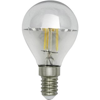 LightMe LED Filament Leuchtmittel Tropfen Kopfspiegel Silber 4W = 35W E14 400lm warmweiß 2700K