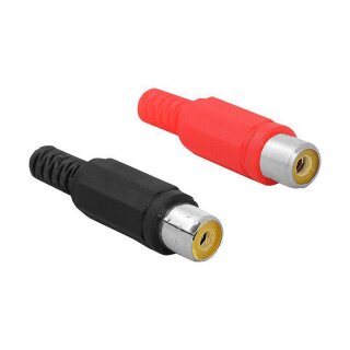 2 x Conexion Cinch RCA Stecker Kupplung Buchse weiblich female rot schwarz zum löten