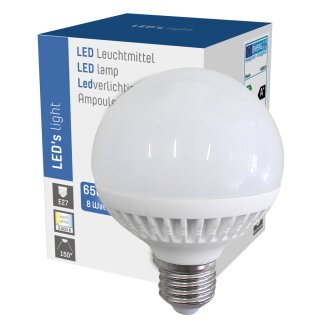 LED Globe G80 8W = 50W 650 Lumen matt E27 warmweiß 3000K 150°