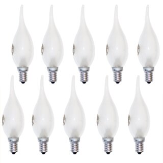 10 x Klein Glühbirne Kerze Windstoß 25W E14 MATT...