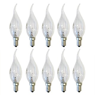 10 x Klein Kerze Windstoß klar 25W E14 Glühbirne Glühlampe Glühbirnen Windstoßkerzen