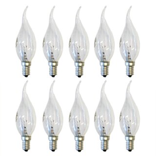 10 x Klein Kerze Windstoß klar 40W E14 Glühbirne...