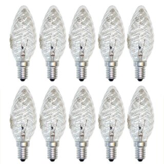 10 x Klein Glühbirne Kerze gedreht 25W E14 KLAR Glühbirnen Glühlampen Glühlampe 25 Watt