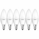 6 x Osram LED Leuchtmittel Kerzenform 5,5W = 40W E14 matt...