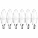 6 x Osram LED Leuchtmittel Kerzenform 5,5W = 40W E14 matt...