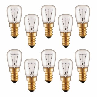 10 x Backofenlampe Glühbirne 40W E14 klar Glühlampe 40 Watt ST26 Röhre 300° Doppelwendel