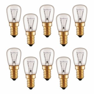 10 x Backofenlampe Glühbirne 40W E14 klar Glühlampe 40 Watt ST26 Röhre 300° Doppelwendel