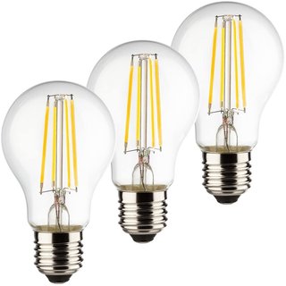 3 x Müller-Licht LED Filament Leuchtmittel Birnenform A60 5W = 40W E27 klar 470lm warmweiß 2700K 360° Ra>95