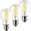 3 x Müller-Licht LED Filament Leuchtmittel Birnenform A60 5W = 40W E27 klar 470lm warmweiß 2700K 360° Ra>95