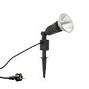 Erdspieß Spot Strahler ES-1 IP44 E27 230V 1,25m Zuleitung & Stecker mit PAR38 80W Halogen Leuchtmittel warmweiß