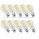 10 x LED Filament Leuchtmittel Birnenform 8,5W E27 klar...