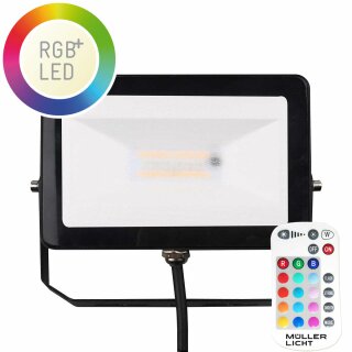 Müller-Licht LED Außenstrahler eckig Schwarz IP65 10W 850lm RGB + warmweiß 3000K inkl. Fernbedienung