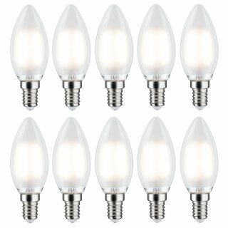 10 x Paulmann LED Filament Kerze 2,5W = 25W E14 matt Satin warmweiß 2700K