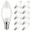 10 x Paulmann LED Filament Kerze 2,5W = 25W E14 matt Satin warmweiß 2700K