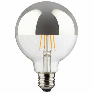 Müller-Licht Retro LED Filament Globe G95 8W = 60W E27 Kopfspiegel Silber 850lm warmweiß 2700K dimmbar
