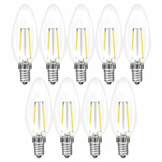9 x Müller-Licht LED Filament Leuchtmittel Kerze 3W = 25W E14 klar 250lm warmweiß 2700K 200° Ra>95