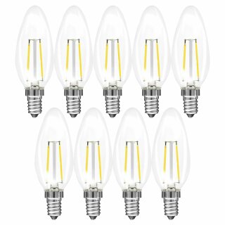 9 x Müller-Licht LED Filament Leuchtmittel Kerze 3W = 25W E14 klar 250lm warmweiß 2700K 200° Ra>95