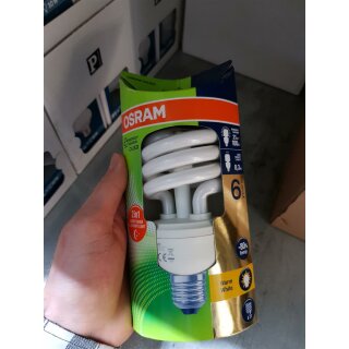 Osram Energiesparlampe Leuchtmittel Spiralform 21W = 100W E27 1290lm warmweiß 2700K LED Nachtlicht 0,3W